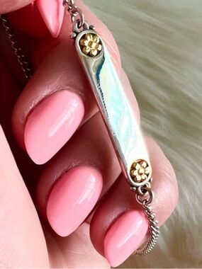 NEW James Avery 14k GOLD flowers I.D. identification plate bracelet